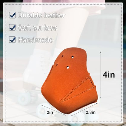 100% Real Cowhide | Toe Cap Guard Protectors | Roller Skate Derby Speed 1 Pair(Orange) - color: Orange