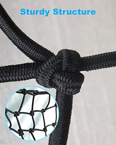 15.7"x15.7" Cargo Net, Heavy Duty Bungee Net Stretches to 31.5"x31.5", Gear Helmet Luggage Thicken Netting with 3"x3" Small Mesh & 6 Adjustable Metal Hooks for Motorcycle, Bike, ATV - size: 15.7x15.7 Upgrade - 1 Pcs