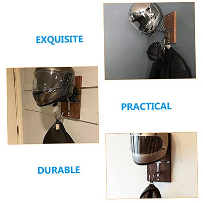 ULTECHNOVO Wall Mounted Helmet Rack Hooks Adjustable Motorcycle Helmet Holder Wooden Jacket Hanger for Garage and Entrance Random Color Metal Accessories