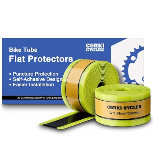 Corki Cycles Bike Tube Flat Protectors and Tire Liners Self Adhesive, Fits Width 1.35-2.4” 12 14 16 18 20 24 26 27.5 29 & 700c Mountain Road Bicycles, 2-Pack - size: 1.34 in Liner for 1.75 - 1.95 in Tire Width
