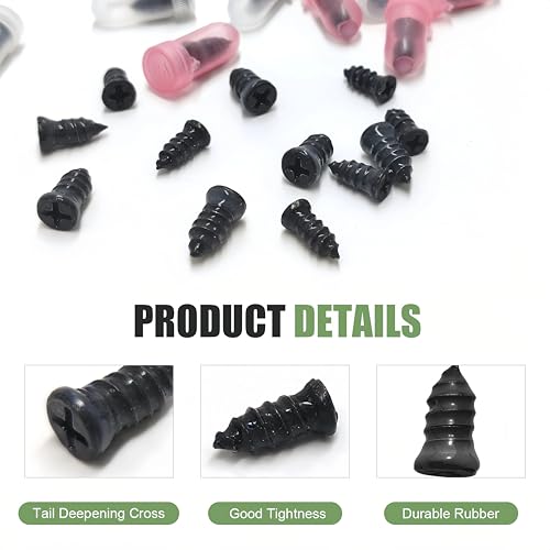 60PCS Tire Repair Rubber Nail, Vacuum Tire Repair Spiral Rubber Screws Kit, Self-Service Tire Screw Plugs Quick Repairs Tool for Car, Motorcycle, Truck, Tractor Tires Puncture Repair - size: 60 PCS