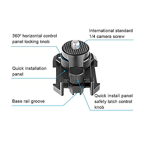 Aluminum 360-degree Rotation Helmet Mount for Gopro Hero 13 12 11 10 9 8 DJI Osmo Insta360 AKASO and Other Action Camera 1/4"-20 Threaded Swivel Mount