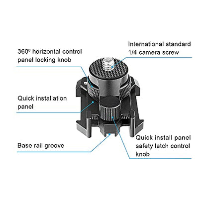 Aluminum 360-degree Rotation Helmet Mount for Gopro Hero 13 12 11 10 9 8 DJI Osmo Insta360 AKASO and Other Action Camera 1/4"-20 Threaded Swivel Mount