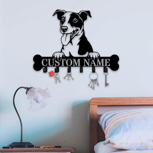 Custom Jack Russell Terrier Wall Hook Rack, Dog Key Holder Hanger with Metal Hooks for Coats, Keys, and Accessories (Jack Russell Terrier Key Holder) - color: Jack Russell Terrier Key Holder