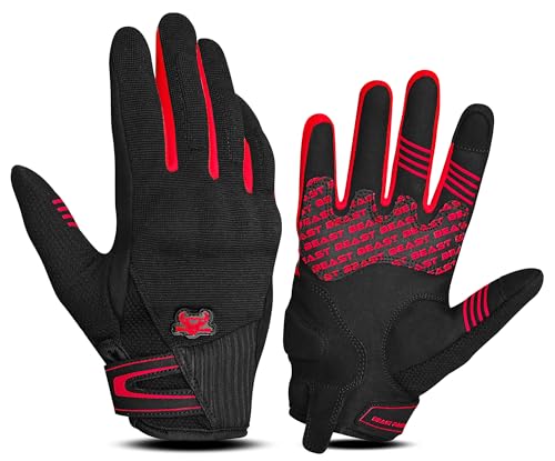 BEAST RAGE Summer Motorcycle Gloves–Breathable Touchscreen Riding Gloves for Men Women, Lightweight Off-Road Racing Guantes with Finger Guards,Non-Slip Grip - color: Red, size: XX-Large