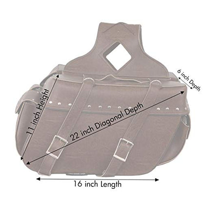 Milwaukee Leather Studded Throw-Over Motorcycle Saddlebags – Synthetic Leather – Universal Fit – Zip-Off - Large - color: MP8335RT-BROWN, size: Large