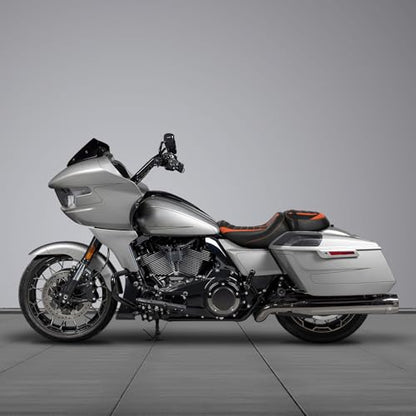 C.C. RIDER Low-Profile Rider&Passenger Seat Fit for Harley Touring 2023-2025 CVO Street Glide FLHXSE CVO Road Glide FLTRXSE 2024-2025 Street Glide FLHX Road Glide FLTRX FLTRXSTSE - size: 04# Black+ Orange Stitchs