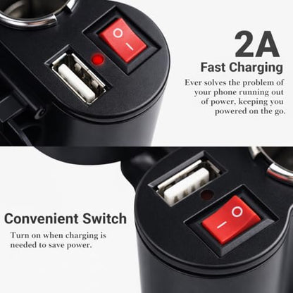 Motorcycle USB Charger, Motorcycle Phone Charger, Motorcycle USB Charger Two Way, Waterproof Dual Handlebar Charger, Replacement Parts Phone