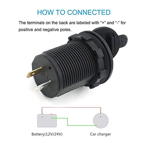 Dual USB Power Adapter Charger Socket Waterproof Power Outlet 5V 2.1A & 1A for Car Boat Marine Motorcycle RV Truck Camper Vehicles and More