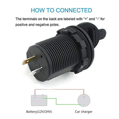 Dual USB Power Adapter Charger Socket Waterproof Power Outlet 5V 2.1A & 1A for Car Boat Marine Motorcycle RV Truck Camper Vehicles and More