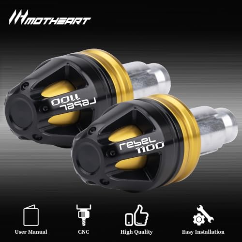 Motorcycle Handlebar End Plugs For Rebel 1100 (CMX1100) 2021-2024 17mm Diameter 7/8” Bars CNC Handlebars (See details below) rebel 1100 Accessories (Gold) - color: Gold
