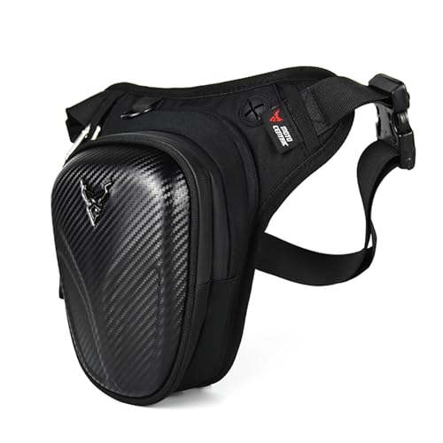 Hard Shell Motorcycle Drop Leg Bag, Expandable Thigh Pack for Men, Water-Resistant Hip Waist Pouch for Riding, Tactical Hiking & Daily Commute, 2-3.2L Capacity (Black) - color: Black