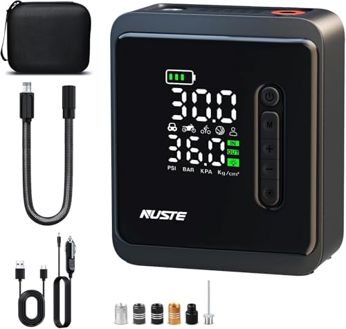 Tire Inflator Portable Air Compressor, 150PSI Cordless Air Pump for Car Tires, 3X Faster Battery & 12V DC Dual Power Electric Bike Pump with Pressure Gauge, for Car Bicycle Ball and More