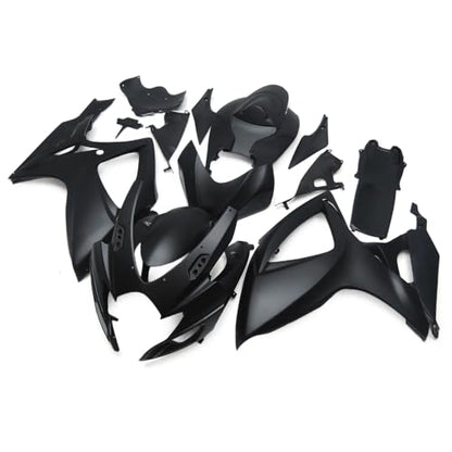FLPRO ABS Plastic Motorcycle Fairing Kit Compatible for Suzuki 06 07 GSXR600 GSXR750 K6 2006 2007 GSX-R600 GSX-R750 Fairings Injection Bodywork Matte Black Body Kits - color: Matte Black