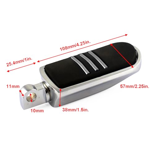 Chrome Rubber Foot Pegs Motorcycle Footpeg Footrest Set Fits For 1986 and Newer Harley Touring and Softail Models (Chrome) - color: Style 2#-Chrome