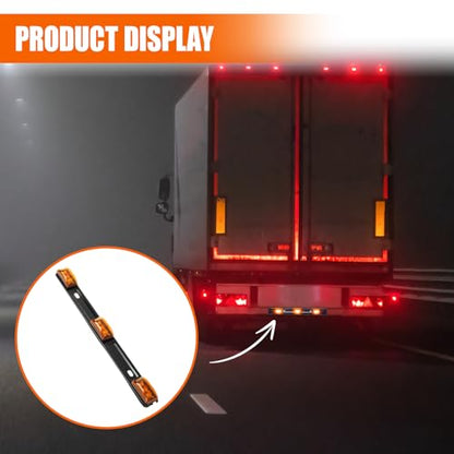 Car Trailer Tail Light Bar, 3-Light 9 LED Gap Identification Marker Light Strip with Stainless Steel Bracket, Identification Marker Light with Black Base for Truck Trailer Boat (Yellow) - color: Yellow