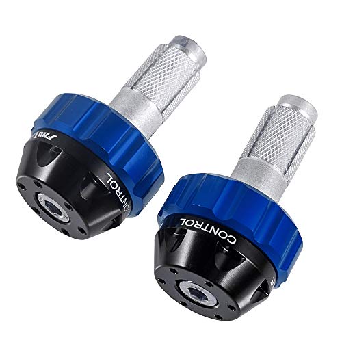 Throttle Lock Cruise Control Grip Ends Handlebar Plugs Sliders for 22mm Motorcycle Handlebar with 14mm/18mm Inner Diameter or with M6 Screw Holes (Blue) - color: Blue