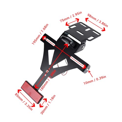 GOTOTOP Motorcycle License Plate Bracket with Integrated Tail Light and Turn Signal Holder Adjustable Angle Metal Reflector for Universal Motorcycle Rear Fitment