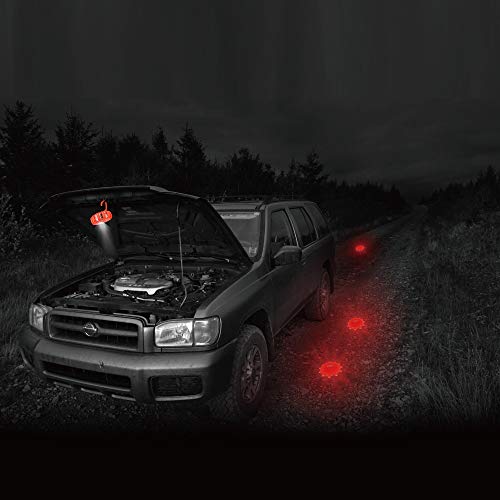 Ecoangel USB Rechargeable LED Road Flares Emergency Lights-Roadside Warning Car Safety Beacon Flashing Disc Flare Kit with Magnetic Base for Vehicles & Boat | 3 Beacon Disc Pack - color: 3