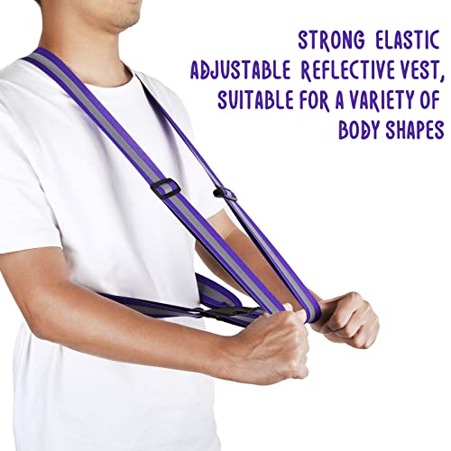 Macarrie 15 Pcs High Visible Reflective Running Vest Bulk Adjustable Safety Vest Elastic Straps Gear Night Walking Outdoor - color: Multicolor