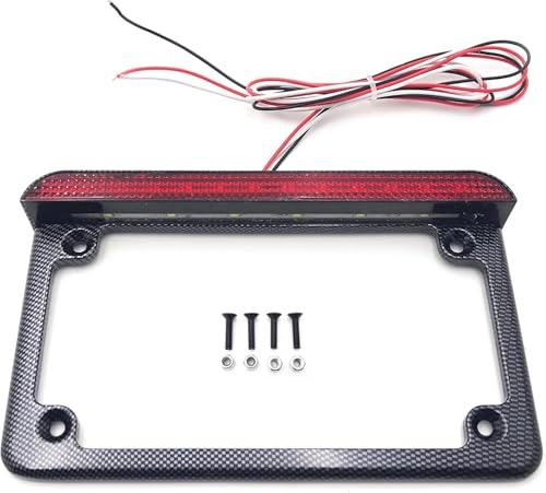 Billet Aluminum Motorcycle License Plate Frame with 6" LED Bar Black Finish, Universal Fit for Custom Chopper, Bobber, and Springer Chassis Models - color: Carbon Fiber, size: Flat LED