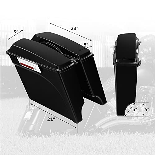 SLMOTO Saddle Bags 5" Stretched Saddlebags &Rear Fender Fit For Harley CVO Touring FLT FLHT FLHTCU FLHRC Road King Road Glide Street Glide Electra Glide Ultra-Classic Softail Dyna Sportster 09-13 - color: Saddlebags + Clear Fender Lens