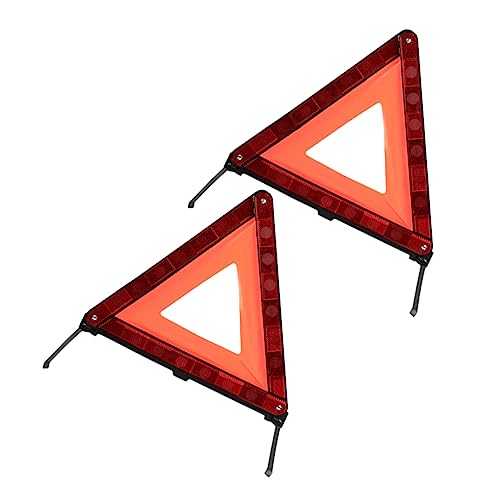 STOBAZA 2pcs Collapsible Warning Triangle Sign Emergency Roadside Kit Safety Material Day Night Visibility - size: 43.5X37cm