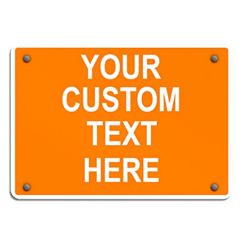 Aluminum Weatherproof Metal Sign Multiple Sizes Custom Personalized Text Here Orange White Warning Horizontal Street Signs 24x18Inches - color: Orange/White Warning, size: 24x18Inches
