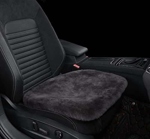 Sheepskin Seat Cushion Cover Wholehide Short Wool Seat Pad Natural Fur Car Seat Covers Universal Fit for Most Car, Truck, SUV, or Van Front Carbonarius - color: Carbonarius, size: Front Seat (19.6inch*19.6inch)