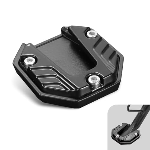 Motorcycle Kickstand Pad, Aluminum Alloy Side Stand Extension Plate, Anti-Sink Support Accessory, Universal Kickstand Foot Pad for Most Motorcycles (Black)