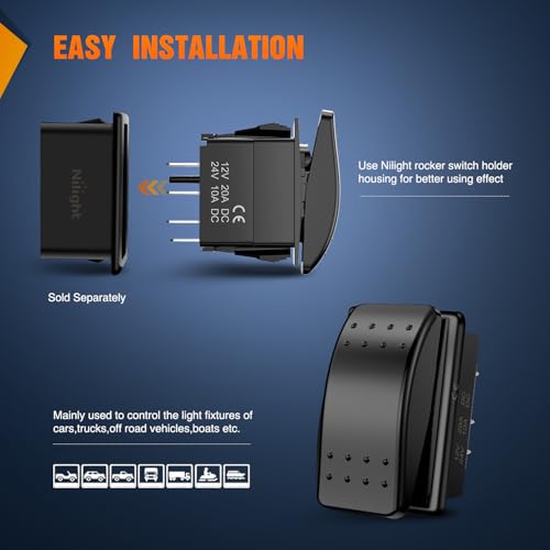 Nilight 3 Way Switch On Off Toggle Rocker Control a Single Load from Two Separate Locations 12V 24V Waterproof 3-Way Switches for RV Camper Can-Am ATVs UTVs Cars Trucks - color: 3-Way Switch 2PCS