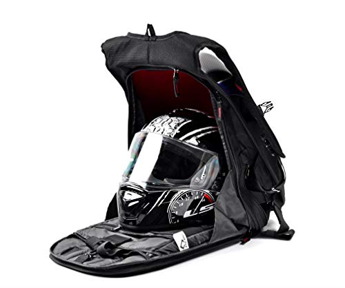 Waterproof Motorcycle Backpack With Reflective Strip Helmet Storage Stealth Holder Carbon Fiber Hard Shell Large Capacity Motocross Racing Riding Turtle Bag Expanded Capacity thickened