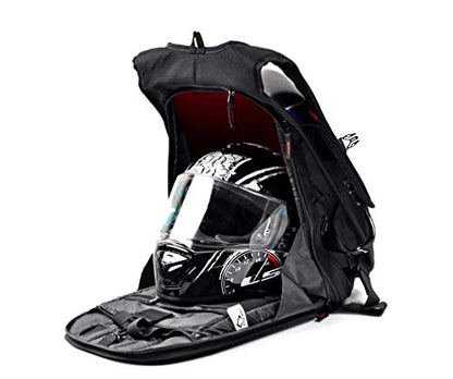 Waterproof Motorcycle Backpack With Reflective Strip Helmet Storage Stealth Holder Carbon Fiber Hard Shell Large Capacity Motocross Racing Riding Turtle Bag Expanded Capacity thickened