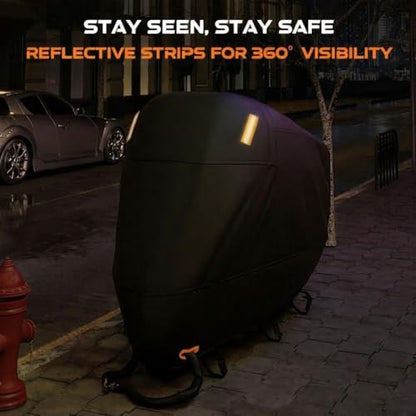 Motorcycle Cover for Yamaha V Star 950 2009–2017,Scooter Waterproof Outdoor Reflective with Lock-Holes Heavy Duty Durable All Season,black-2XL245 * 105 * 125CM - size: 2XL245*105*125CM
