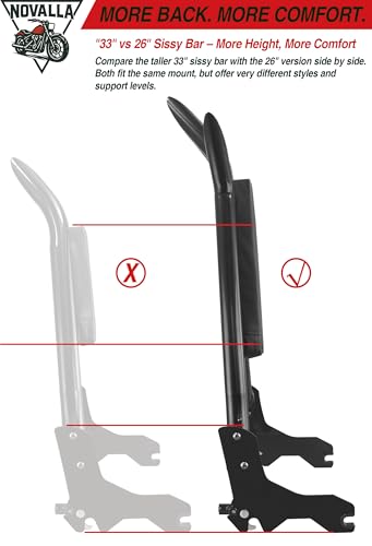 33” Tall Detachable Sissy Bar Backrest Pad Fit For Harley Davidson Softail Harley, Softail Models 2018-2025 Low Rider FXLR FXRST FXLRS FXLRST FLSB (GB-NEW) - color: GB-NEW