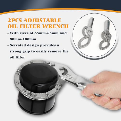 Oil Filter Wrench Set, 31PCS Oil Filter Socket Set, Oil Filter Cap Removal Tool, 1/2" Drive Stainless Steel 27mm 32mm 36mm 64mm-101mm Compatible with Volvo, BMW, Toyota, Nissan, etc