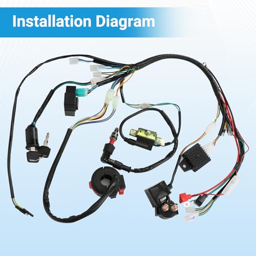 EOPOAYI Electric Wiring Harness Kit Compatible with Taotao Coolster 110cc 125cc Chinese ATV Quad 4 Wheeler 4-Stroke Parts with Starter Solenoid Relay Ignition Coil Voltage Regulator CDI Box Spark Plug