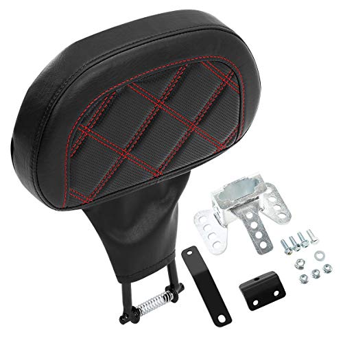 C.C. RIDER Rider Backrest Pad, Rider Sissy Bar fit for Harley 2009-later Touring Road King Street Glide Road Glide CVO Custom Bikes - color: Rider Backrest Black Red