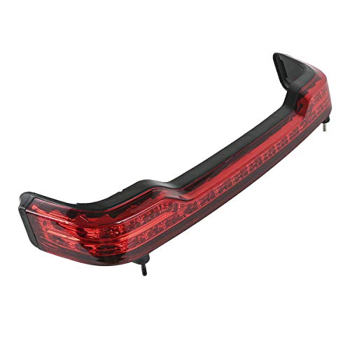 XFMT-moto-part King Trunk W/Black Latches Backrest Luggage Rack LED Light For Harley Touring 2014-2025 - color: W/ Black Latches Red Lens LED Light & Black Rack