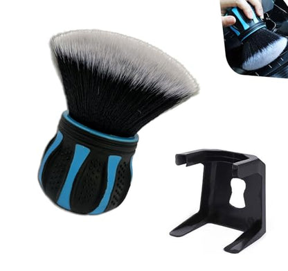 Car Detailing Brush, Ultra Soft Tire Shine Brush with Storage Rack, Interior Cleaning Tool, Universal Beauty Tools for Most Cars (Blue) - color: Blue