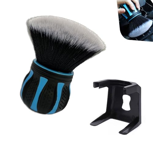 Car Detailing Brush, Ultra Soft Tire Shine Brush with Storage Rack, Interior Cleaning Tool, Universal Beauty Tools for Most Cars (Blue) - color: Blue