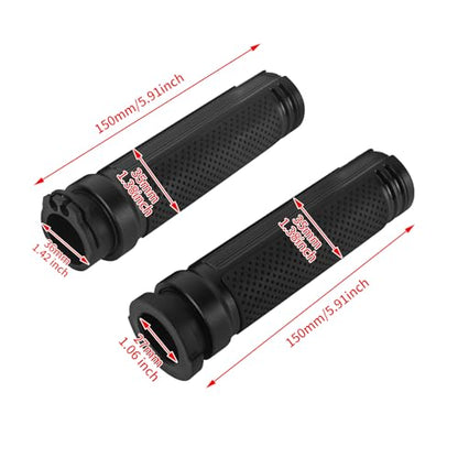 Motorcycle 1" Hand Grips Handlebar Grips Cable Throttle Fit for Harley Touring Street Glide Road King Road Glide Electra Glide Dyna Softail - color: #7 Black