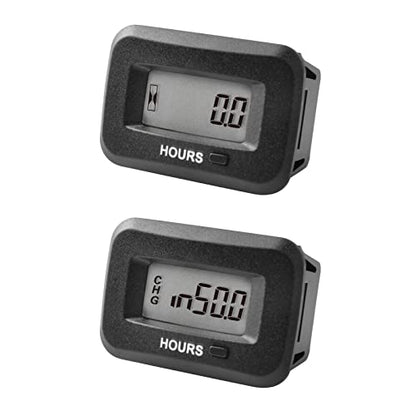 2 Pieces Runleader LCD Digital Hour Meter,AC/DC 5V to 277V,Maintenance Reminder for Zero Turn Lawn Mower Tractor Generator Golf cart Scrubber Marine ATV Motor Compressor and Gas Powered Device