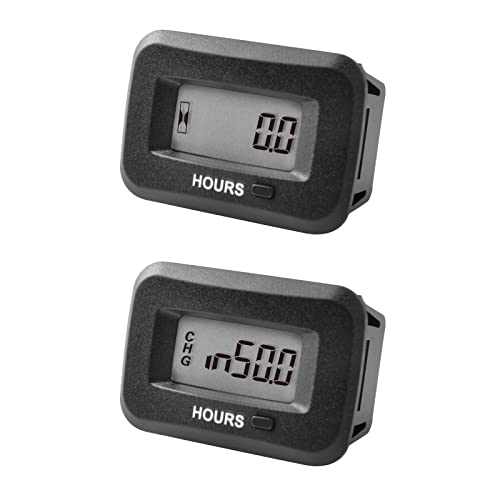 2 Pieces Runleader LCD Digital Hour Meter,AC/DC 5V to 277V,Maintenance Reminder for Zero Turn Lawn Mower Tractor Generator Golf cart Scrubber Marine ATV Motor Compressor and Gas Powered Device