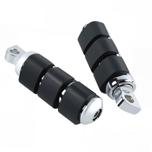 Chrome Anti-Vibration Foot Pegs Compatible with Harley Softail Sportster Dyna Touring Models - Heavy Duty Rubber O-Ring Footpegs with Male Mount Support for Highway Cruising & Custom Choppers - color: Chrome#14