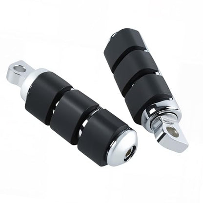Chrome Anti-Vibration Foot Pegs Compatible with Harley Softail Sportster Dyna Touring Models - Heavy Duty Rubber O-Ring Footpegs with Male Mount Support for Highway Cruising & Custom Choppers - color: Chrome#14