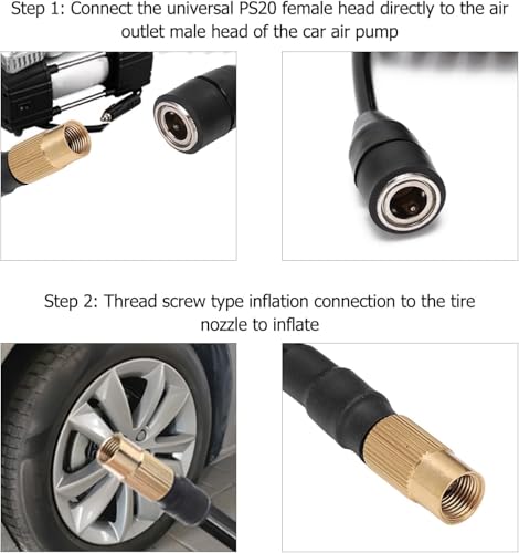 Polyurethane Recoil Air Hose, Car Air Pump Extend Hose, Air Compressor Hose, 16.4ft PS20 Female Plug Inflator Extension Tube for American Tire Nozzle Car Motorcycle - size: 16.4 ft