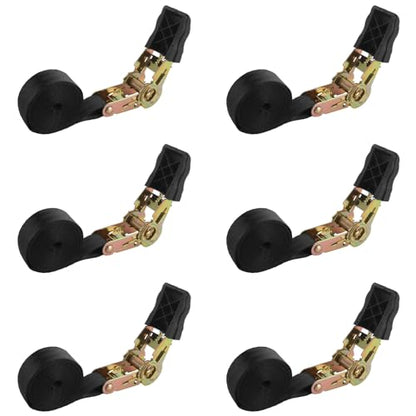 6 Pcs Ratchet Tie Down Straps Heavy Duty, 1 Inch x 6.5 Feet Cargo Control Endless Ratchet Straps, Black Ratchet Strap for Cargo, Motorcycles, Luggage