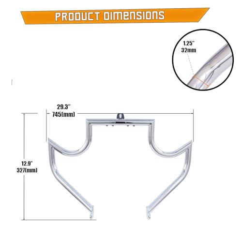 Kinglemc Crash Bar Engine Guard Highway Freeway Bar for Harley Davidson Breakout Blackline Rocker Softail Standard Custom Springer Deuce Night Train 2000-2017 (Mustache Style-Chrome) - color: Mustache Style-Chrome