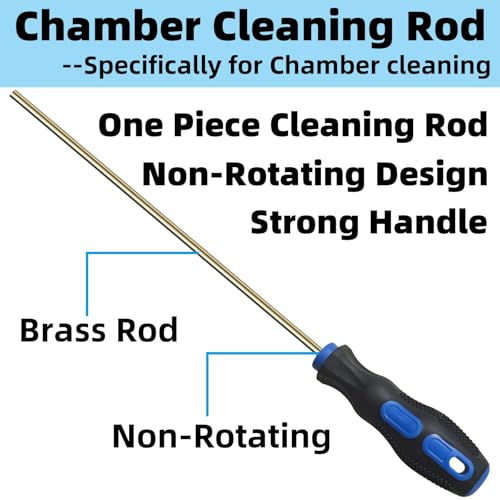 .223Cal 5.56mm .300 Blackout Chamber Cleaning Kit - Non Rotating Cleaning Rod, Bronze Chamber Brush x2, Nylon Chamber Brush x2, Cotton Chamber Mop x2, Star Chamber Cleaning Pads x120